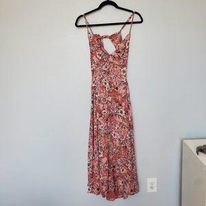 Lulu's pink floral tie-back maxi dress